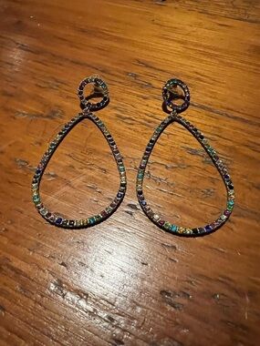 BaubleBar Multicolor Crystal Teardrop Earrings - Purple, Blue, Green, Yellow